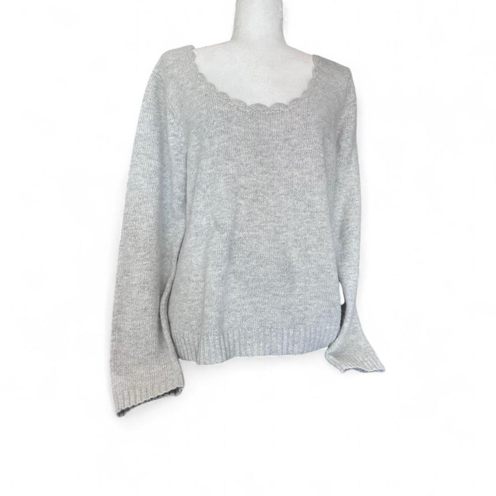 Rafaella Light Gray Women's angora rabbit & lambswool Sweater XL